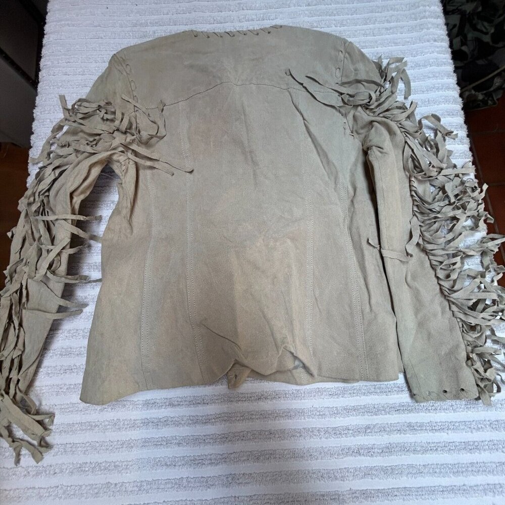 Prosper & Devine Women's Medium Suede Whipstitch Jacket Fringe Beige New